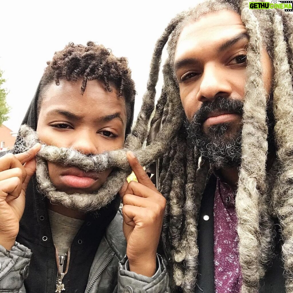 Angel Theory Instagram - Birthday twins💕💪🏽 Totally makes sense why we clicked when we first met! Love you Khary! Hope you are also enjoying your cake day as well!P.s who you think rocked the dreads better? 😂❤️ #taurusseason #twdfamily