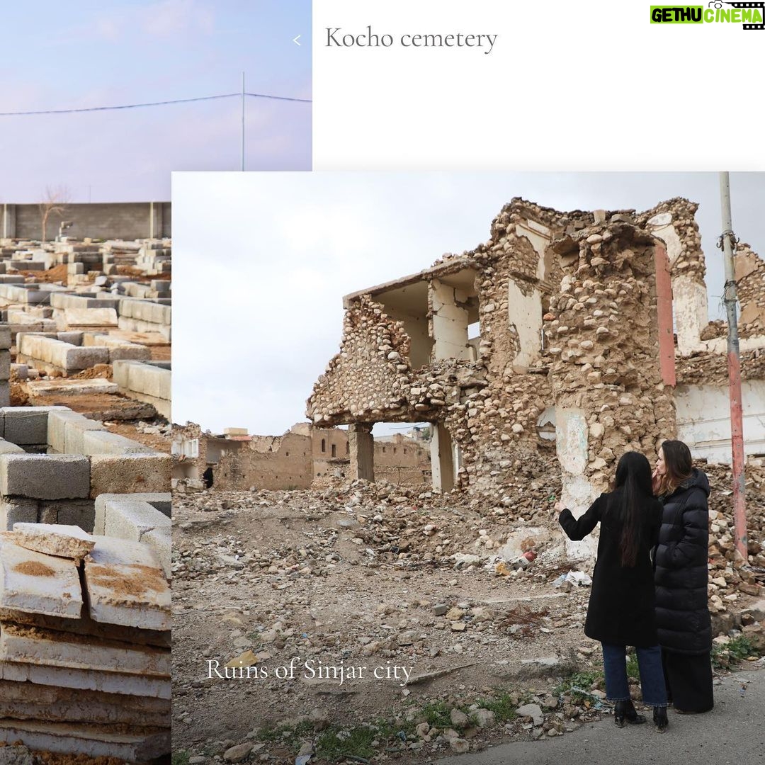 Angelina Jolie Instagram - An emotional day with my friend @Nadia_Murad, who I was honored to spend the day with in Sinjar in Iraq. She is doing so much through @Nadiasinitiative to help the Yazidi people and other communities recover after conflict and genocide. She took me to the home she grew up in Kocho village, her old school where ISIS militants separated women and men before enslaving and mass murdering them, and the cemetery where the remains of Kocho residents have been laid to rest. Many are still missing and the fight for justice continues. #Yazidigenocide #Yazidis #NadiaMurad #NadiasInitiative #Iraq