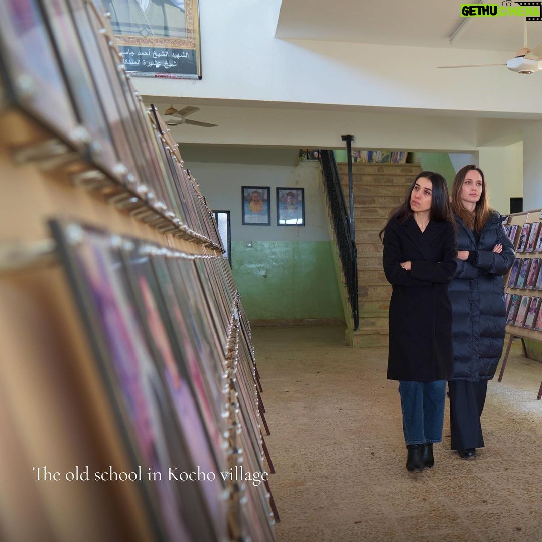 Angelina Jolie Instagram - An emotional day with my friend @Nadia_Murad, who I was honored to spend the day with in Sinjar in Iraq. She is doing so much through @Nadiasinitiative to help the Yazidi people and other communities recover after conflict and genocide. She took me to the home she grew up in Kocho village, her old school where ISIS militants separated women and men before enslaving and mass murdering them, and the cemetery where the remains of Kocho residents have been laid to rest. Many are still missing and the fight for justice continues. #Yazidigenocide #Yazidis #NadiaMurad #NadiasInitiative #Iraq