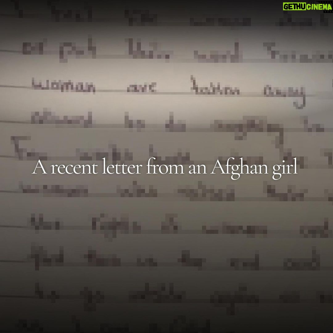 Angelina Jolie Instagram - A young woman in #Afghanistan sent me this letter. I’m protecting her identity, but she hasn’t been able to go back to school since the Taliban seized power. Now, with women being arrested simply for taking part in peaceful protests, she writes “I might never be able to go outside again or even be able to speak as I am a girl.” This is an extract from her letter: “I feel like women don’t have any right to speak or put their word forward. The rights of the woman are taken away from them and they are not allowed to do anything in the country. Few weeks back when the Taliban arrested 2 of the women who raised their voices in order to ask for the rights of woman and freedom, I just thought, that this is the end and I might never be able to go outside again or even be able to speak as I am a Girl.” Please track what is happening in Afghanistan, where young women are being taken from their homes at night at gunpoint and disappeared, and new restrictions are being imposed on the freedom of women and girls day by day. Please help ensure they’re not forgotten.