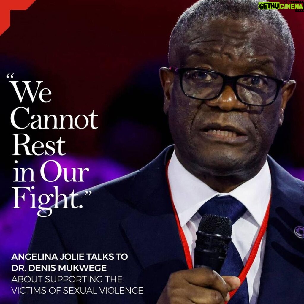 Angelina Jolie Instagram - I interviewed Congolese surgeon and Nobel Laureate Dr. Denis Mukwege about his life’s work with rape survivors in the DRC, how he sees the role of men in the fight against sexual violence, and what we can all do to help. Article link in bio @drdenismukwege @time Photo credit @gettyimages