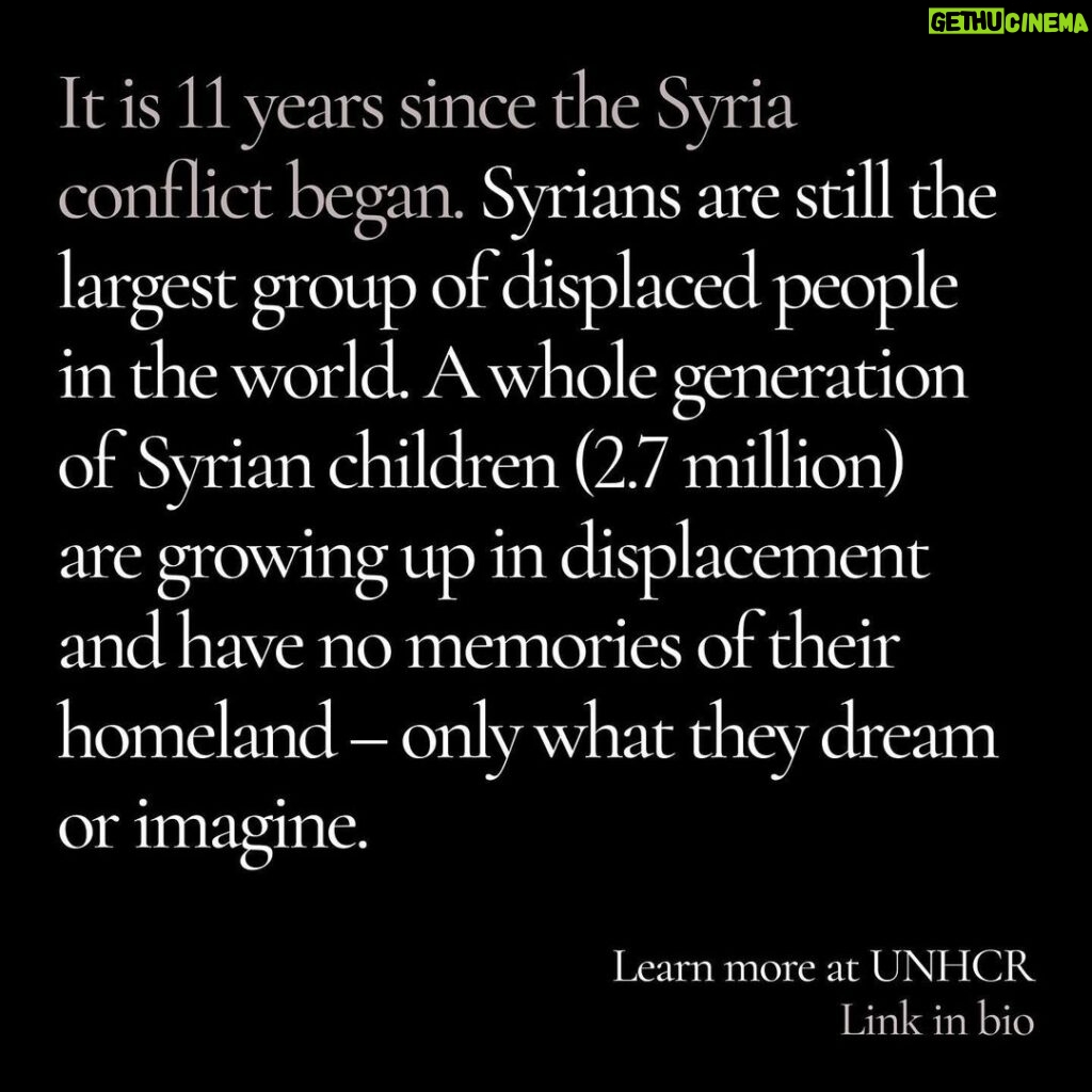 Angelina Jolie Instagram - This week marks 11 years of displacement for millions of Syrians. While there are so many emergencies and needs, I hope that the families who fled war in Syria, and who remain displaced from the conflict, are not forgotten. #Syria #Syria11