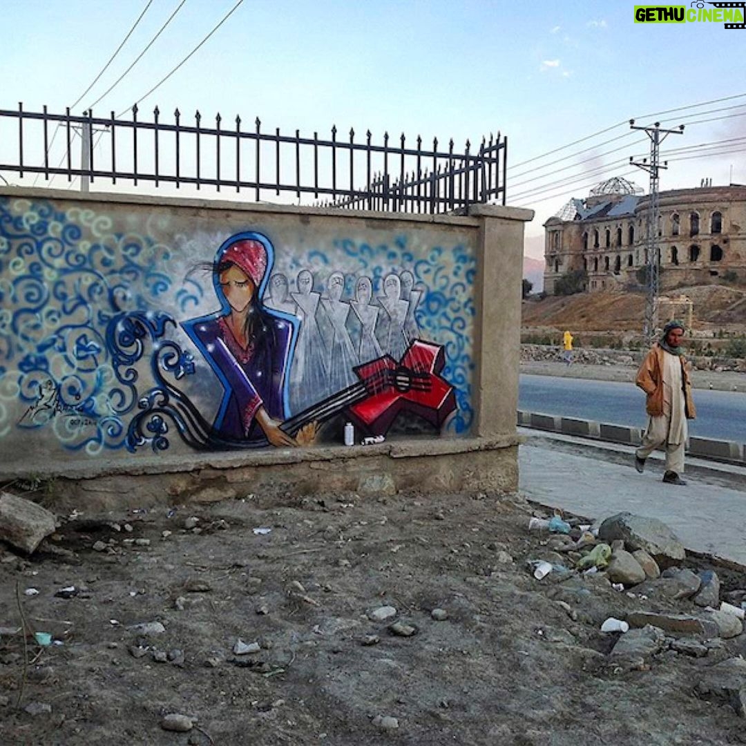 Angelina Jolie Instagram - In honor of #Afghanwomen and their struggle for equality and dignity and freedom, I’m sharing, with their permission, the work of two amazing female Afghan artists whose work I love, Shamsia Hassani and Rada Akbar. @shamsiahassani @radaakbar #afghanwomenartists Links to their work in bio