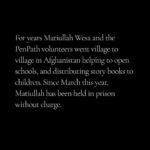 Angelina Jolie Instagram - @matiullah_wesa is one of many Afghan men who defend the rights of women and girls in Afghanistan. He opposed the decision by the Taliban to ban girls from going to school. Now he is in prison. I’ve written a letter of support to him today. You can leave your own message @penpathvolunteers. See links in my bio for more.⁦ #PenPathGirlsEducampaign⁩ #PenPathvolunteer⁩ ⁦‪#EduHeroMatiullahWesa‬⁩ #ReleaseMatiullahWesa⁩ #FreeMatiullahwesa #LetAfghanGirlsLearn #Afghanistan