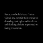Angelina Jolie Instagram - Respect and solidarity to Iranian women and men for their courage in defending basic rights and freedoms, and thinking of those imprisoned or facing prosecution - as in other situations where freedom of expression is restricted or denied - including #ElahehMohammadi #NiloofarHamedi #NargesMohammadi #ToomajSalwhi #womanlifefreedom #mahsaamini #humanrights