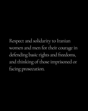 Angelina Jolie Instagram - Respect and solidarity to Iranian women and men for their courage in defending basic rights and freedoms, and thinking of those imprisoned or facing prosecution - as in other situations where freedom of expression is restricted or denied - including #ElahehMohammadi #NiloofarHamedi #NargesMohammadi #ToomajSalwhi 

#womanlifefreedom #mahsaamini #humanrights