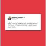 Anthony Albanese Instagram – A tax cut for every taxpayer from July 1. Parliament House, Canberra