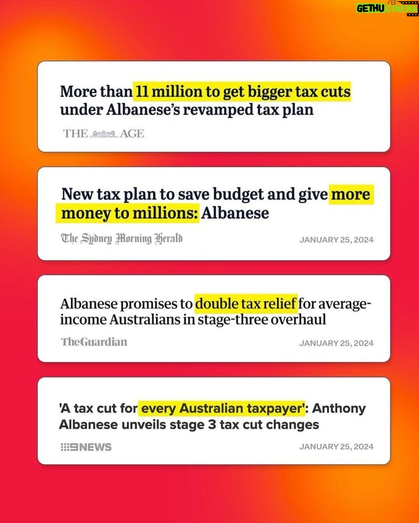 Anthony Albanese Instagram - A tax cut for every taxpayer from July 1. The right decision for the right reasons.