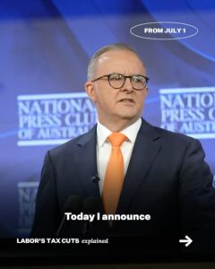 Anthony Albanese Instagram - Everyone who works and pays tax will benefit. National Press Club of Australia