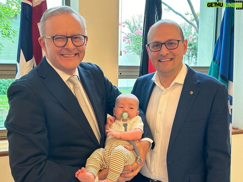 Anthony Albanese Instagram - A very cute visit from baby Ciccone today. What a great start to the week. Parliament House, Canberra