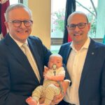 Anthony Albanese Instagram – A very cute visit from baby Ciccone today. What a great start to the week. Parliament House, Canberra