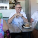 Anthony Albanese Instagram - Every Australian taxpayer will get a tax cut from July 1. For Sarah, a working mum from Waratah, that means $2800 more each year. For her, the families I met today, and Australians across the country, these tax cuts will make an enormous difference. We want Australians to earn more and to keep more of what they earn. Peter Dutton wants people to work longer for less. __ with @sharonclaydon_mp 23 hundred