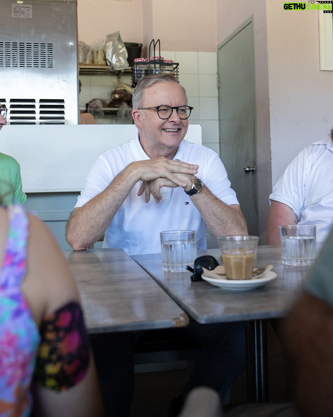 Anthony Albanese Instagram - Every Australian taxpayer will get a tax cut from July 1. For Sarah, a working mum from Waratah, that means $2800 more each year. For her, the families I met today, and Australians across the country, these tax cuts will make an enormous difference. We want Australians to earn more and to keep more of what they earn. Peter Dutton wants people to work longer for less. __ with @sharonclaydon_mp 23 hundred