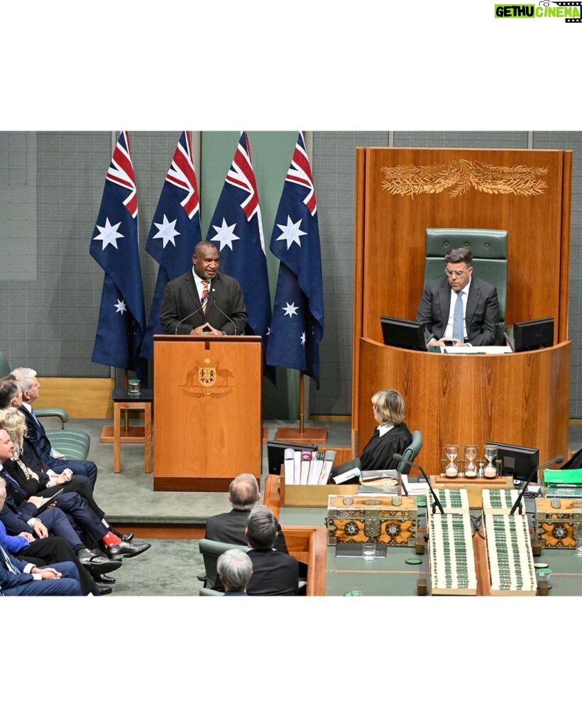 Anthony Albanese Instagram - Working with Papua New Guinea, we can build a more secure region and a better future for both our countries. Today, we marked an historic moment with Prime Minister Marape being the first Pacific island leader to address our Parliament. As close neighbours, friends and partners, there’s so much we can achieve together. Parliament House, Canberra