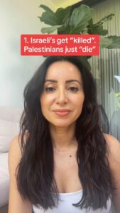 Antoinette Lattouf Instagram - 8 hot tips for influencers, Hollywood actors, politicians and media commentators to show the Israeli Defence Force unconditional support. 1. Israelis get “killed”, Palestinians just “die” 2. Pretend to be hearing impaired when all major human rights organisations speak 3. Pregnant woman killed? Blame Hamas’ tunnels 4. Free Gaza from from Hamas and hummus (not its oppressors and the folks dropping all the bombs) 5. Oppose a ceasefire (despite the need to save innocent hostages) 6. Nothing existed or happened before the Oct 7 attacks 7. Some kids matter more than others 8. Self defence is always a defence, but only when one side does it