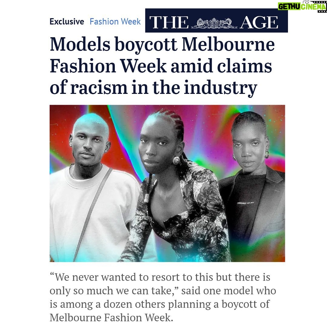 Antoinette Lattouf Instagram - EXCLUSIVE INVESTIGATION: "More than a dozen black models have declared they are boycotting Melbourne Fashion Week in response to multiple instances of racism they have experienced across the wider Australian fashion industry. “We never wanted to resort to this but there is only so much we can take,” model Jeffrey Kissubi, 30, said. “Maybe the industry will care about our experiences when it comes from a group rather than one individual that they can quickly silence or just ignore.” The 13 models – some of whom turned down offers to appear at MFW, while others refused to participate in casting calls – are using next week’s landmark fashion event to draw attention to their experiences of racism in the industry, including claims they are being paid significantly less than white models, the N-word being used by a photographer, and hairdressers talking in derogative terms about African hair." This is a story I have been working on for many months after meeting one Black model earlier this year. I then met many more models who were sharing their experiences, trauma and tears off the back of @ausfashionweek. One Saturday night, many Black models gathered to support one another. They kept saying: “I just can’t do this again” “I can’t put myself through this” and one comment I won’t forget at that catch up “what people don’t see is us getting home and just crying in the shower for ages to recover from a show, only to have to try and get up and do it again the next day”. Thrilled to have partnered with @oz_faruqi at @theageaustralia to tell this story. I want to take a moment to acknowledge the model's involved, their vulnerability and bravery in speaking out, despite concerns they would be branded “troublemakers”. But they say things have gotten so unsafe in the Australian fashion industry that they cannot stay silent. For the whole feature story - the article link is in my bio. @melbfashionweek @ausfashioncouncil @ausfashionweek @cityofmelbourne