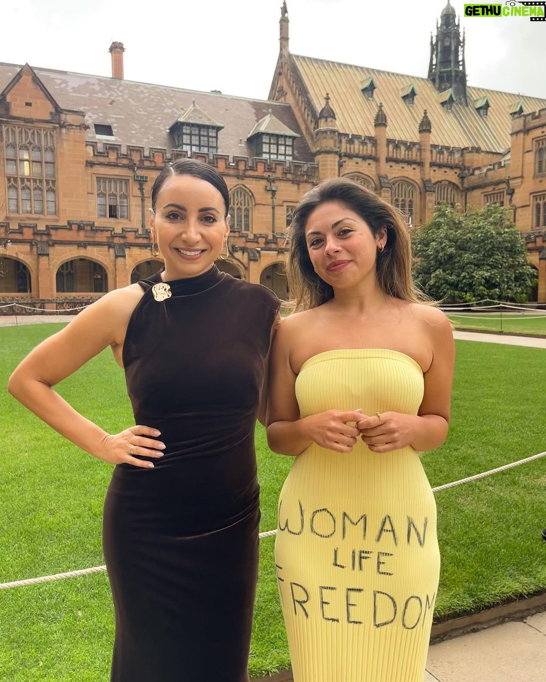Antoinette Lattouf Instagram - WOMAN. LIFE. FREEDOM. Spending the evening with Iranian-born, British actress and activist @nazaninboniadi was invigorating and the generous injection of hope I needed after a truly awful month in national and international affairs. It’s hard to keep working and living a normal life knowing 1 child is being killed in Gaza every 10 minutes by Israeli forces, the repressive regime in Iran continues to oppress women and girls and violently clamps down on dissidents and 5 Australian women have been killed in 10 days by male violence. As MC of the @sydneypeacefoundation gala dinner, I had the pleasure of helping to honour this year’s laureate Nazanin Boniadi and the Woman, Life, Freedom movement. She says women must play crucial role to play in ending the conflict in the Middle East. Nazanin became instrumental in the Woman, Life, Freedom movement, following the death of 22-year-old Jina Mahsa Amini in September last year. Amini died while in the custody of Iran’s so-called morality police after being arrested for wearing “improper clothing”. The hashtag #WomanLifeFreedom has become a battle cry for women within and outside of Iran. Nazanin brought the issue to the world stage, advocating at the highest levels of the UN Security Council, the US Senate Human Rights Caucus, the British Parliament, and Australian Senate Inquiries. The world seems pretty detached from and lacking an appetite for peace and in conversation with Nazanin and Elizabeth Broderick, Australia’s longest serving sex discrimination commissioner and special rapporteur to the UN, we discussed the role international agencies can play (despite no enforcement power), intergenerational human rights advocacy and how to continue pushing for change when safety and the state of women’s affairs is regressing in so many arenas. Great Hall of the University of Sydney