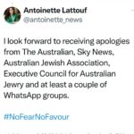 Antoinette Lattouf Instagram – I will always stand for truth.
And against hate.

(I also stand against overplucked eyebrows, but that’s a public interest investigation for another day) 

#NoFearNoFavour
