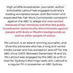 Antoinette Lattouf Instagram - A statement from one of my lawyers Josh Bornstein @mauriceblackburnlawyers and I. I’m very fortunate to be supported and represented by a formidable team that includes Josh and also Sarah Ibrahim of @central.lawyers #nofearnofavour