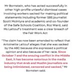 Antoinette Lattouf Instagram - A statement from one of my lawyers Josh Bornstein @mauriceblackburnlawyers and I. I’m very fortunate to be supported and represented by a formidable team that includes Josh and also Sarah Ibrahim of @central.lawyers #nofearnofavour