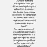 Antoinette Lattouf Instagram - Testimonies from journalists who didn’t - or couldn’t - sign the letter calling for greater scrutiny in the reporting of the violence unfolding in the Middle East. There were too many responses to include all of them but you get the idea. They come from journos in TV, print and online newsrooms, across both commercial and public broadcasters. The aim with sharing these is to give you a glimpse of the pressure some journalists are under and to make it clear that even though many didn’t sign the letter publicly, they support the letter privately.