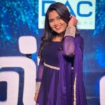Anu Anand Instagram - On super singer junior 9 set! Wearing: @_gina_couture 💜💜 📸 : @kumuthini_pandian Chennai, India
