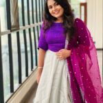 Anu Anand Instagram - Dolled up for today’s event 💜🤍 . . . Wearing : @chakrabortymukta PC: @anandkumar197294 Karur, India