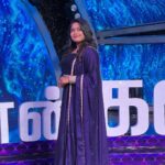 Anu Anand Instagram - On super singer junior 9 set! Wearing: @_gina_couture 💜💜 📸 : @kumuthini_pandian Chennai, India