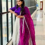 Anu Anand Instagram - Dolled up for today’s event 💜🤍 . . . Wearing : @chakrabortymukta PC: @anandkumar197294 Karur, India