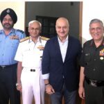 Anupam Kher Instagram - ME AND THE ARMED FORCES: I am 8years younger than my country! 🇮🇳 Having grown up in Shimla which was the #WesternCommand headquarters those days I have seen #MenInUniform all my growing years. Was 7years old when 1962 war with China happened. Was 10 and 16 years old when ‘65 and ‘71 wars with Pakistan took place. I have seen and experienced the bravery and the selflessness of our soldiers. I have the greatest respect for our armed forces. So I don’t let go of an opportunity of meeting them. It was my privilege and my honour to meet the Chief Of Army Gen. #ManojPande in his office. Meeting the officers and the jawans of our armed forces will always be the highlight of my life. Thank you Sir for your warmth and appreciation of my work in my chosen field. Thank you for protecting us from outer and inner threats. Jai Hind! 🙏😍🇮🇳🇮🇳🇮🇳 #VijayDiwas #IndianArmy #IndianNavy #IndianAirforce