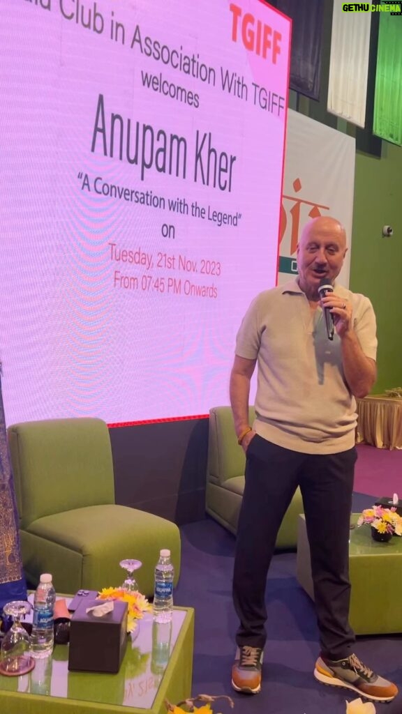 Anupam Kher Instagram - Thank you @indiaclubdubai @vevekpaul9 @thegreatindianfilm for your love, warmth and appreciation. It was wonderful to interact with you all. Telling stories of my childhood, my dreams, my struggles, my journey was very therapeutic. Thank you for being so compassionate. It is always an added joy to meet fellow Indians outside India. Always a learning experience! Thank you @manjuramanan for being such a graceful hostess! Jai ho! 🙏😍🙌👏👏🇮🇳 #TheGreatIndianFilmFestival India Club Dubai