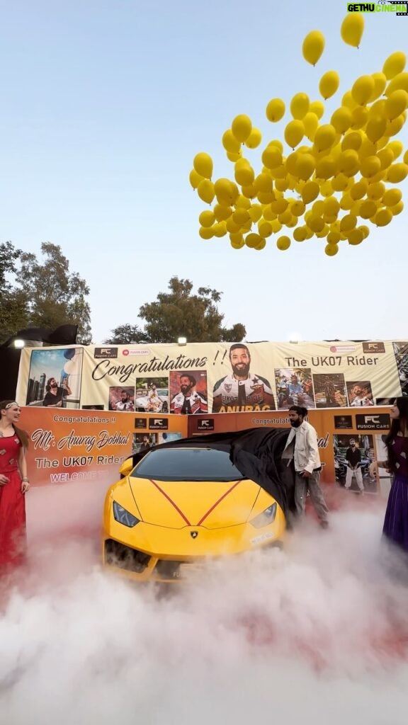 Anurag Dobhal Instagram - Our Dream Supercar - Lamborghini Huracan LP 580 Is Here ❤️🚀💀 . . . @fusioncarsindia ❤️🙏🏻 #theuk07rider #lamborghini #hurcan #supercar #newcar