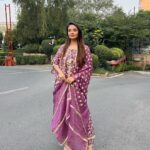 Anushka Sen Instagram - 💜🎀🔆🫶 . Outfit :@shopmulmul