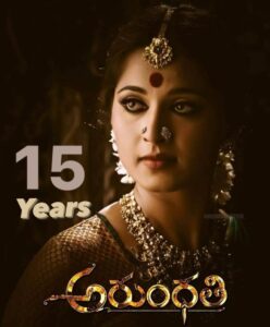 Anushka Shetty Instagram - 15Years for Arundhati 👏👏🥳🥳 Jejamma is a character which gave me a special place in audience hearts forever 😇😍 Thanks to Kodi Rama Krishna garu,Shyam Prasad Reddy garu and whole team for all the efforts to make this an epic in Indian Cinema 🙏 A Very big thank u to all for your love & support always ❤️