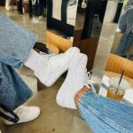 Ariel D. King Instagram - @nike @puma I think this is a sign 😂oh and #momjeans @kristakolegraff 👖 @stereoscopecoffee #justdoit #foreverfaster