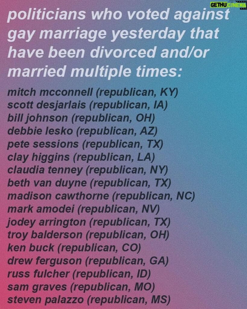 Ariel Winter Instagram - repost from @mattxiv just so y’all know what’s up! Everyone happy about roe v wade being overturned…look at the floodgates you’ve opened. Look at what you’ve supported. If you are against abortion but not against gay marriage or contraceptives, OH WELL right? Did you not think of what would be next? THEY TOLD YOU WHAT THEY’RE COMING FOR NEXT. They are on a POWER TRIP. I’m sick over all this shit. SICK. Disgusted. They won’t stop. They are feeding you bullshit to make you believe they care about these “issues” but they don’t give a single fuck. These people are CLOWNS. They are LAUGHING at you all while they do WHATEVER they want. Do these actions fit your “traditional” description of marriage? But somehow IN LOVE, CONSENTING ADULTS who want to make a commitment isn’t okay? I know more LGBTQ+ couples that have been happily together and committed for 30+ years than I do “straight, traditional” couples! Also, the forced-birth babies are thrown into foster care or left in abusive bio homes instead of being placed in loving LGBTQ+ homes! And where are all the “traditional” pro forced birth families that are lining up to adopt these kids????? It’s SICK.