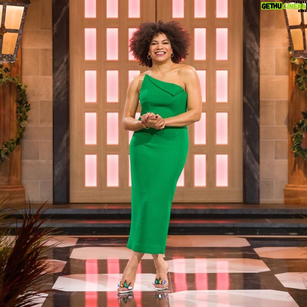 Arisa Cox Instagram - The look 💚 #BBCAN11 Green means good luck, right? Shout out to the teammm 🦋 @lisawilliamsstyle @gregorygravelinemakeup @saltfinejewelry @roland_mouret @sophiawebster @bigbrotherca @joanna_bell_photographic_art