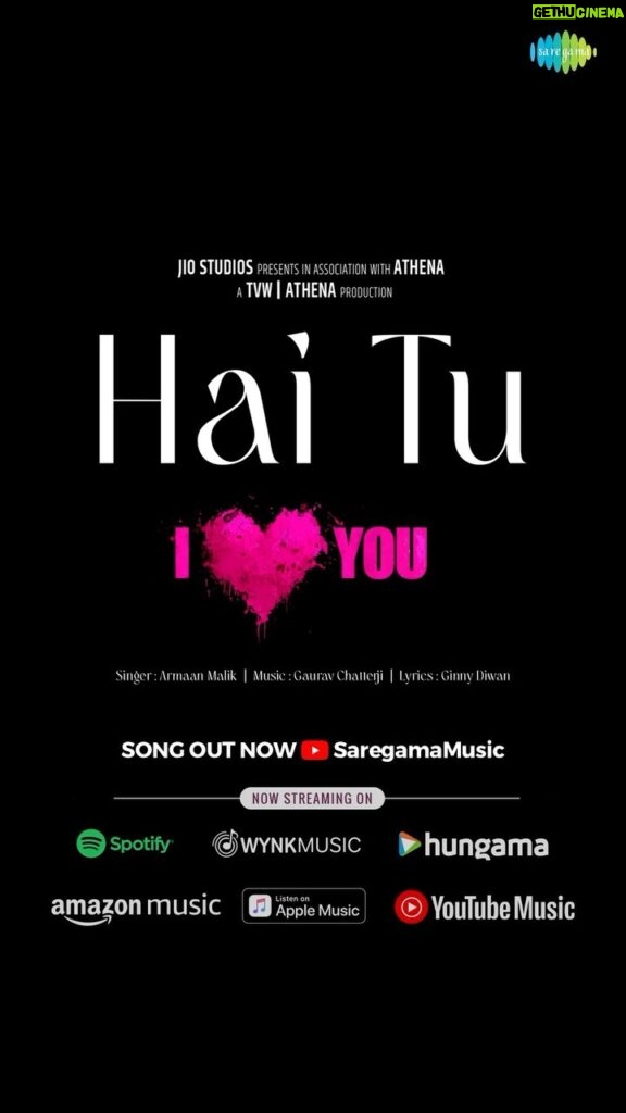 Armaan Malik Instagram - My new Hindi song #HaiTu from the original soundtrack of the upcoming movie #ILoveYou is out now! Give it all your love ❤️ @saregama_official @gauravchatterji #ginnydiwan @rakulpreet @pavailgulati @officialjiocinema