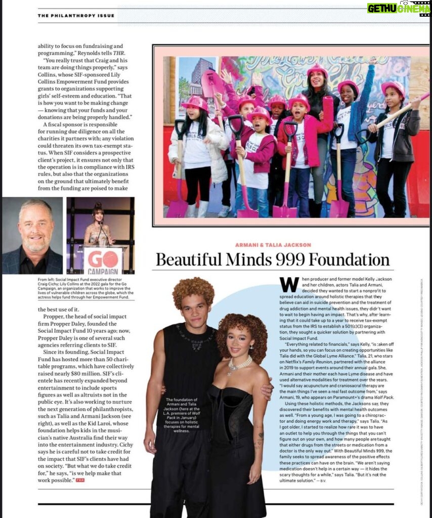 Armani Jackson Instagram - thank you @hollywoodreporter !! so so so grateful to launch this nonprofit and continue to educate the youth on mental health alternatives 🫶