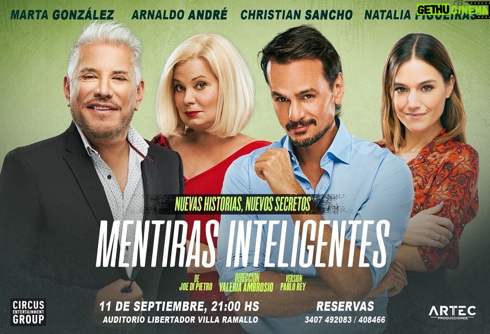 Arnaldo André Instagram - Este sábado 11 de septiembre, 21 hs, vamos a estar con la divertida comedia @mentirasinteligentes en #villaramallo Auditorio Libertador. Los esperamos🙌