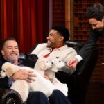 Arnold Schwarzenegger Instagram - Pup Quiz w/ @schwarzenegger & @jakefromstatefarm in partnership with @statefarm #FallonTonight The Tonight Show Starring Jimmy Fallon