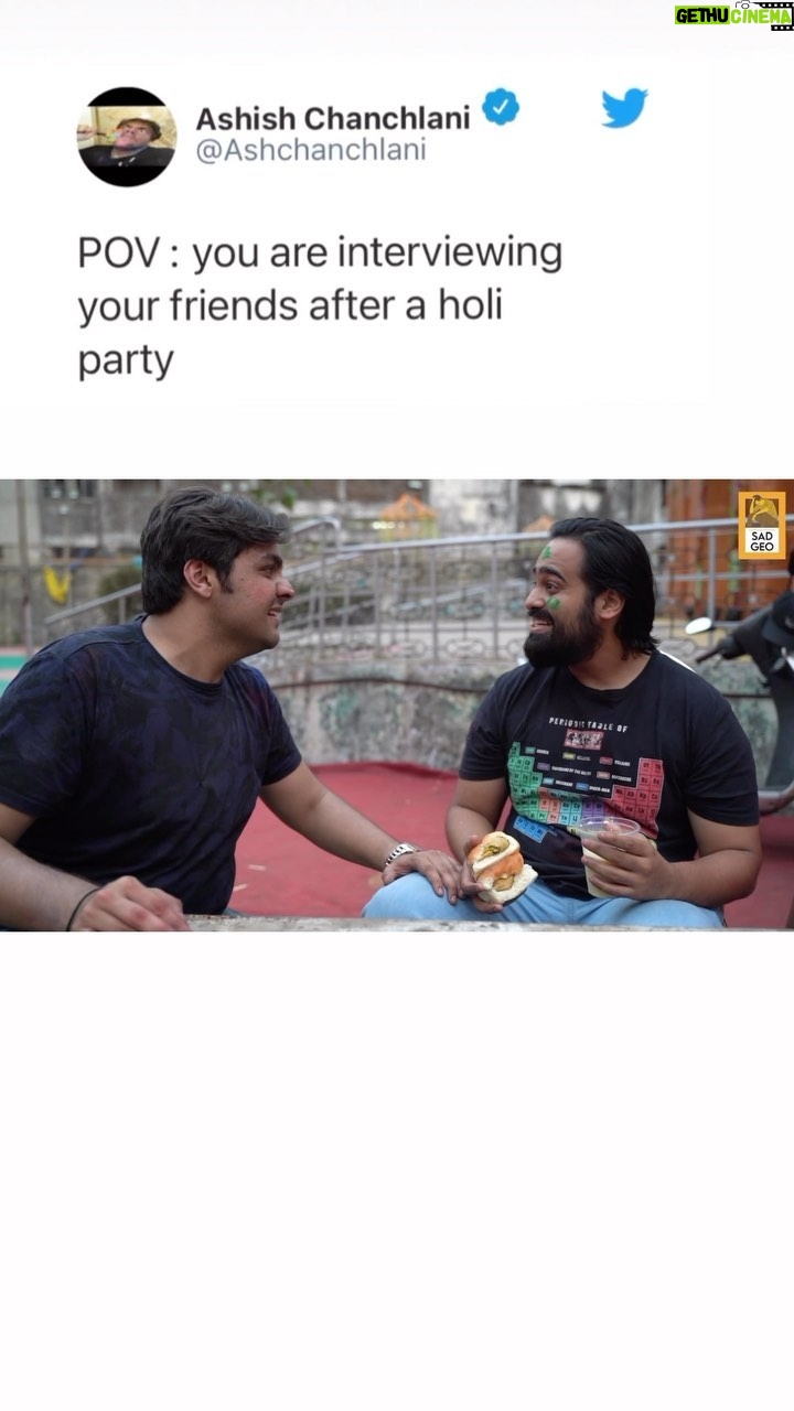 Ashish Chanchlani Instagram - Dekha aap logo ne inke jawab mein itna dum tha ki muje mere sawaal hi galat lagne lage😌 Happy holi from the bhaang gang everyone😂