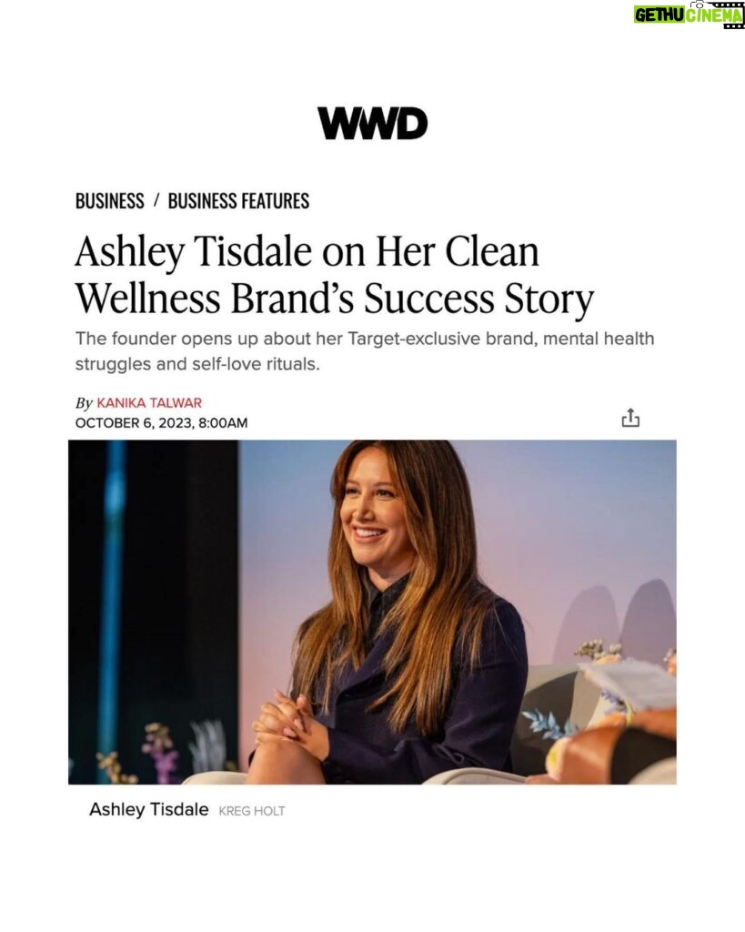 Ashley Tisdale Instagram - I got to speak at the @WWD Beauty & Wellness Forum with the incredible @corimurray last week. It was such a proud moment to be able to share my mental health journey that inspired @beingfrenshe, and even more special to share some of your stories and experiences with the brand. Being Frenshe is all about community and connection and we truly wouldn’t be able to do it without you guys. Thank you @kanikatalwar for such an amazing write up! And thank you to our Being Frenshe community. Head to my link in bio to read the full story 🤍