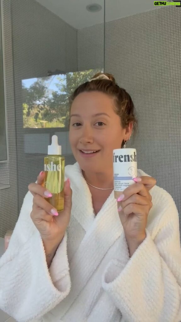 Ashley Tisdale Instagram - I can’t believe it’s been one whole year since I launched @beingfrenshe!!! To celebrate, we just launched two new products that came highly requested by you guys. The Lavender Cloud Magnesium Serum Stick and the Citrus Amber Body & Hair Radiance Oil. Both are available online @target. Thank you all SO MUCH for loving our rituals and supporting the brand. We wouldn’t be here without you guys 🤍🤍