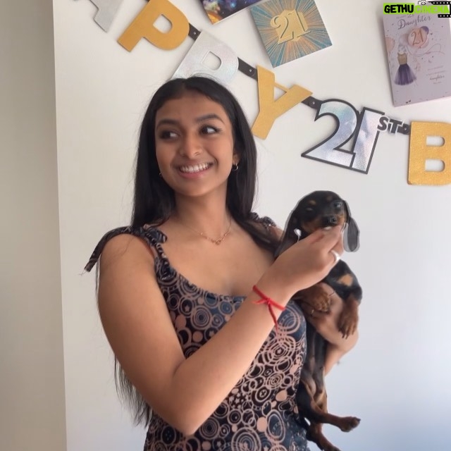 Ashnaa Sasikaran Instagram - Feeding cake to my babies on my 21st bday😌😂 thank you all for your lovely birthday wishes yesterday, feel super blessed and loved!!🥺🥺 genuinelyyyyy forever grateful for the constant love and support, and hope my adorable pups bless your feed today😅 (haven’t posted something other than music for a long while😂) xx And thank you Amma for stitching me my beautiful dress🥺 @vani.sasikaran xx 📸: @veenaa_s 😘 Also cream cake >>> any other type of cake, am I right or am I right ?!?!