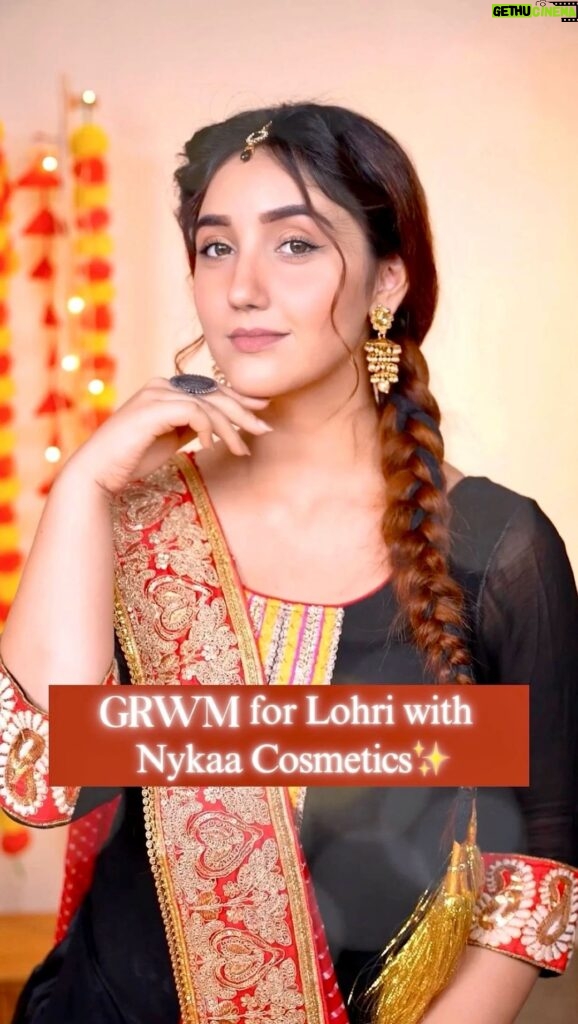 Ashnoor Kaur Instagram - Getting ready for ✨LOHRI✨is my annual glam ritual. And this time with @nykaacosmetics , all dolled up using their products. Along with the glam bringing warmth, joy, and a touch of dazzle to the bonfire celebration. Products used: ✨Matte to Last Pore Minimizing Foundation ✨Get Cheeky! Blush Duo palette ✨Eyes On Me! 4 in 1 Quad Eyeshadow Palette- Night Out ✨Black Magic Kajal ✨Black Magic Waterproof & Smudgeproof Mascara - Extreme Black ✨Black Magic Liquid Eyeliner - Super Black 01 ✨Matte to Last! Transfer Proof Liquid Lipstick - Bombae 01 #NykaaCosmetics