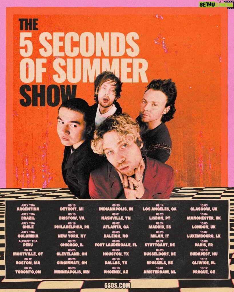 Ashton Irwin Instagram - Big tour with the boys! See you out there this summer. 5SOS.com for more informative informational information Los Angeles, California