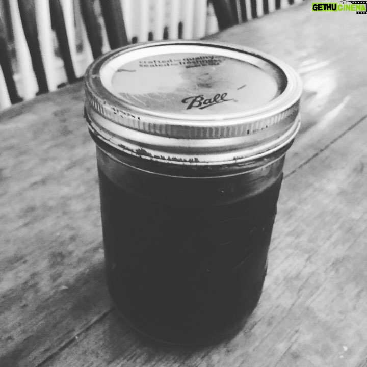 Ashton Kutcher Instagram - My hillbilly ice coffee. Yesterday’s coffee left overnight in the fridge. #whenYourKidsAreYourAlarmClock