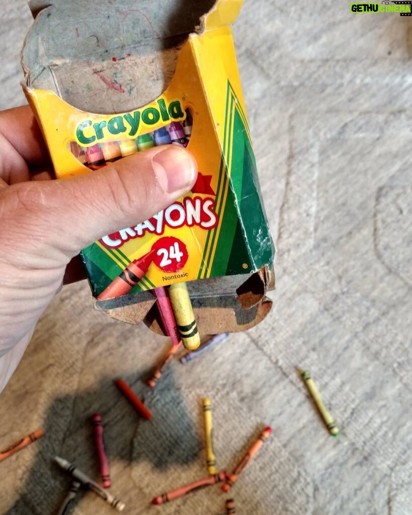 Ashton Kutcher Instagram - Really Crayola you still won't eat the margin for that one dab of glue to seal the bottom on the box? #FlashbackFromChildhood