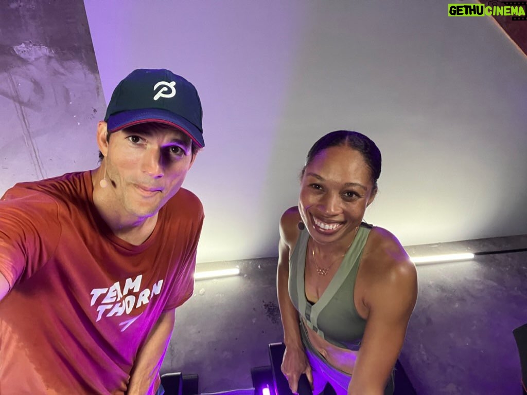 Ashton Kutcher Instagram - What an honor—training with with the most decorated Olympic track and field athlete of all time. @allysonfelix is a special human! Find out more about our conversation and what we are working on at Thorn via the link in my bio.